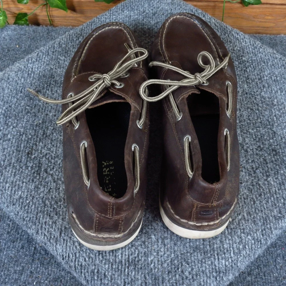 Sperry Authentic Original Mens Boat Shoes Size 11.5 Nautical Dark Brown Leather